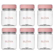 블루바 눈금표시 트라이탄 파스텔캡 다용도 미니 보틀, 핑크, 6개, 200ml