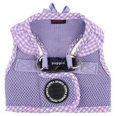 퍼피아 강아지 비비안 체크 프릴 메쉬 조끼형 하네스 AH860, 바이올렛, 1개
