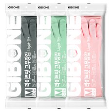 기본에 라이트핏 고무장갑 양손착용 3종 세트, 네츄럴 그레이 + 애플 민트 + 베이비 핑크, 중(M), 1세트