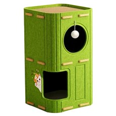 Mega 貓趣多功能洞洞毛氈雙層寵物窩, 綠色, 1個