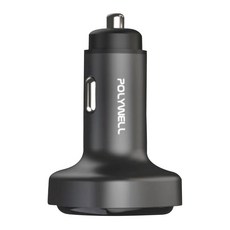 POLYWELL 寶利威爾 66W車用快速充電器 Type-C 2個 + USB-A PD/QC快充 PW15-T05-A171, 黑色, 1個