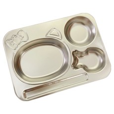 티리티티 304 스테인리스 귀요미 분할 식판, 실버 캣, 1개, 단품