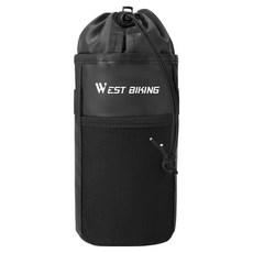 웨스트바이킹 접이식 다용도 물병 보온 수납 자전거 핸들 가방, 블랙, 1개