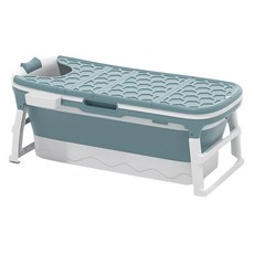 小麥購物 加厚成人折疊泡澡桶 有蓋款 K103, 海鹽藍, 1個