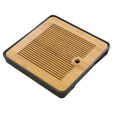 CUSSO 竹製居家咖啡館乾天紋樣茶道託盤 F型, 黑色, 1個