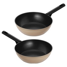 WAGENSTEIGER 同色系鈦塗層炒鍋2件組, 燕麥色, 1套, 炒鍋 24cm(2入)