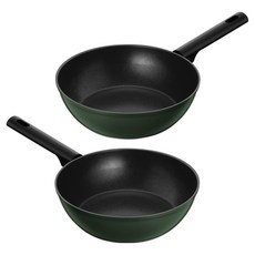 바겐슈타이거 톤앤톤 티타늄코팅 웍팬 세트 2개, 딥그린, 1세트, 웍 24cm(2p)