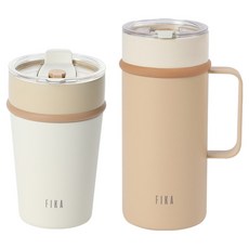 네오플램피카 립스 세라믹 텀블러 355ml + 473ml 세트, 크림, 베이지, 1세트