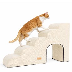 올미오펫 고양이 구름패브릭 숨숨집 계단 5단, 크림아이보리, 1개