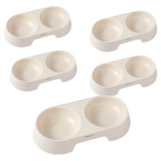 딩동펫 반려동물 심플 맛카롱 더블 보울 식기, 아이보리, 5개