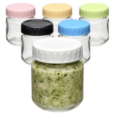 헥사 에코링 플라스틱 뚜껑 이유식 소분 용기 유리병 SG100 6종 세트, 1세트