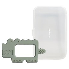 아무브 실리콘 악어 치발기 케이스, 세이지, 1개, 치발기 + 케이스