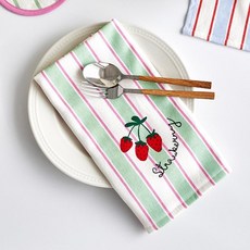 모던하우스 발렌타인 테리 키친크로스 45 x 60 cm, 그린 스트라이프, 1개