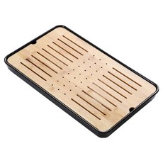 Kusso 竹製茶几 茶道託盤 O型 43 x 26 cm, 黑色, 1個