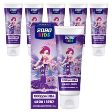 2080 키즈플러스 마일드 시크릿쥬쥬 고불소 치약 블루베리향, 80g, 6개