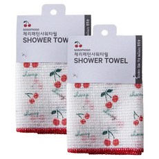 소소모소 체리패턴 샤워타월, 체리, 1개입, 2개
