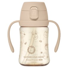 네이쳐러브메레 애니멀프렌즈 PPSU 원터치 빨대컵, 210ml, 1개, 누디브라운