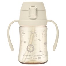 네이쳐러브메레 애니멀프렌즈 PPSU 원터치 빨대컵, 210ml, 1개, 크림베이지