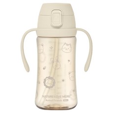 네이쳐러브메레 애니멀프렌즈 PPSU 원터치 빨대컵, 300ml, 1개, 크림베이지