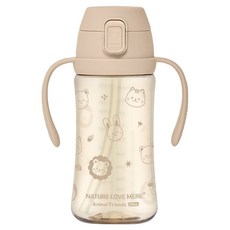 네이쳐러브메레 애니멀프렌즈 PPSU 원터치 빨대컵, 300ml, 1개, 누디브라운