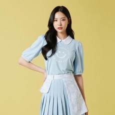 HALEY 女款泡泡袖翻領短袖T恤 HUBKT1113