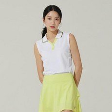 HALEY 여성용 카라 배색 플라켓 민소매 피케 티셔츠 HUAKT1018
