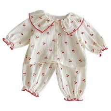 스타도어 유아용 체리 포인트 카라 실내복 상하의 세트