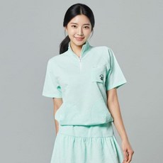 HALEY 여성용 시어서커 하프 집업 반팔 티셔츠 HUBWO1103