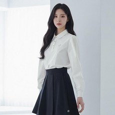 HALEY 여성용 소매 셔링 카라 긴팔 티셔츠 HSCWT1122