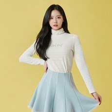 HALEY 女款石紋亮點皺褶半高領長袖內搭T恤 HSBKT1114