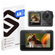 SPACE SHIELD DJI Osmo Action 3 Armor Flex NEO AR 防反光高畫質螢幕鏡頭保護 9H 全覆蓋鋼化玻璃膜套組, 1套, 單一商品