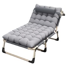 HTGC 午休折疊床 四腳床D 附頭枕 + 珍珠棉墊, 灰色