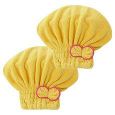 아케이바이 고급형 극세사 드라이 헤어타올 26 x 28 cm, Yellow, 2개