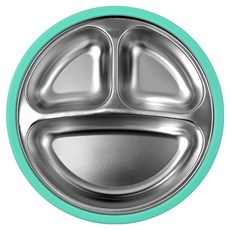 키친유 흡착 3구 유아식판, 1개, 민트