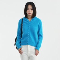 Elsso 女款彩色鈕扣細節針織連帽開襟衫