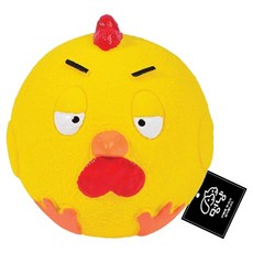 멍냥 강아지 말랑말랑 동글이 캐릭터 라텍스 사운드볼 삑삑이 장난감 닭, 옐로우, 1개