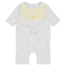 agabang 新生兒用 New Jinko 七分袖開襟棉質內衣上下套裝 + 圍兜 + 包裝 + 提袋 禮盒組