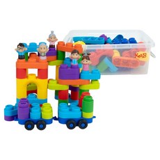 Kes.B Tenten Creaedu 軟質Doodoo Jumbo積木 65p + 手指玩偶 5p 套組, 混合顏色, 1套