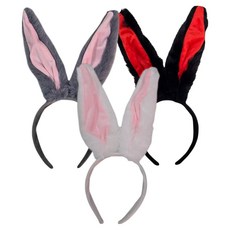 PARTY 09 大型邦尼兔髮箍, 白色, 灰色, 黑色, 3個