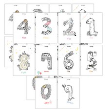 Icl 設計繪圖數字明信片10款套組, 混合顏色, 2套