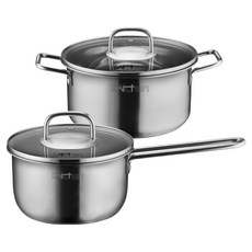 Kitchen-Art All Day IH 電磁爐不鏽鋼鍋具2件組, 單一顏色, 1套, 18cm單柄鍋 + 20cm雙耳鍋