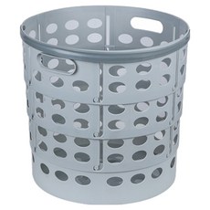 PDS Living 現代圓形可折疊多功能洗衣收納籃, 灰色