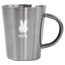키친유 화이트 미피 이중 손잡이 스텐 머그컵 300ml, 실버, 1개