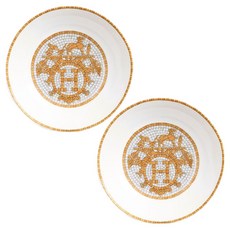 HERMES 愛馬仕 馬賽克24K金醬料碗 10cm 026086P, 混合色, 2個