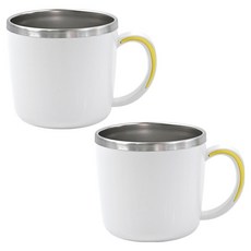 kitchen U 幼兒用防滑不鏽鋼手柄杯, 280ml, 2個, 白色