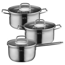 Kitchen-Art All Day IH 電磁爐不鏽鋼鍋具3件組, 單一顏色, 1套, 18cm單柄鍋 + 20cm雙耳鍋 + 22cm雙耳鍋