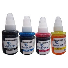토너피아 GI-990 G1900 G2900 G3900 G1910 G2910 G2915 G3910 G3915 G4900 G4092 G4910 G4911 캐논 호환잉크 4종 세트, 검정, 파랑, 빨강, 노랑, 1세트