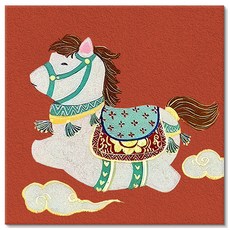 Alleophom 吉兆新年幸運話語圖畫帆布畫框 L261-0088, 1個, 紅白色