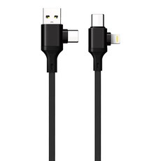 Songwin 尚之宇 Type-C/USB-A-Type-C/Lightning 60W雙插頭快充傳輸線 TC-ITL-04, 黑色, 1個, 1.2m
