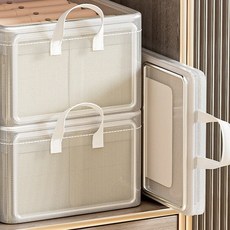 Alleophom 可折疊透明手提收納箱 L261-0093, 透明, 2個